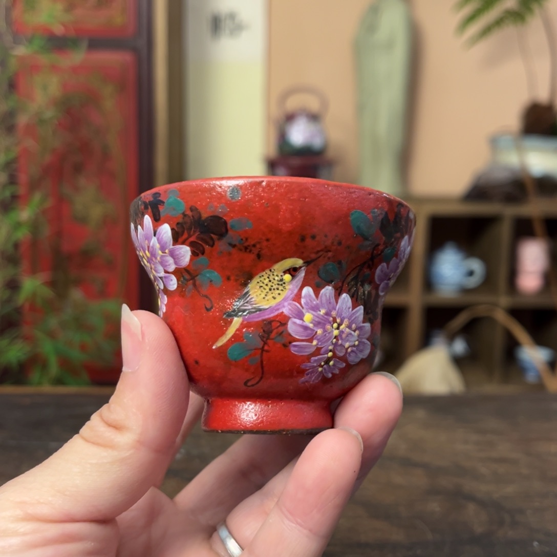 杯柴烧手工手绘陶瓷