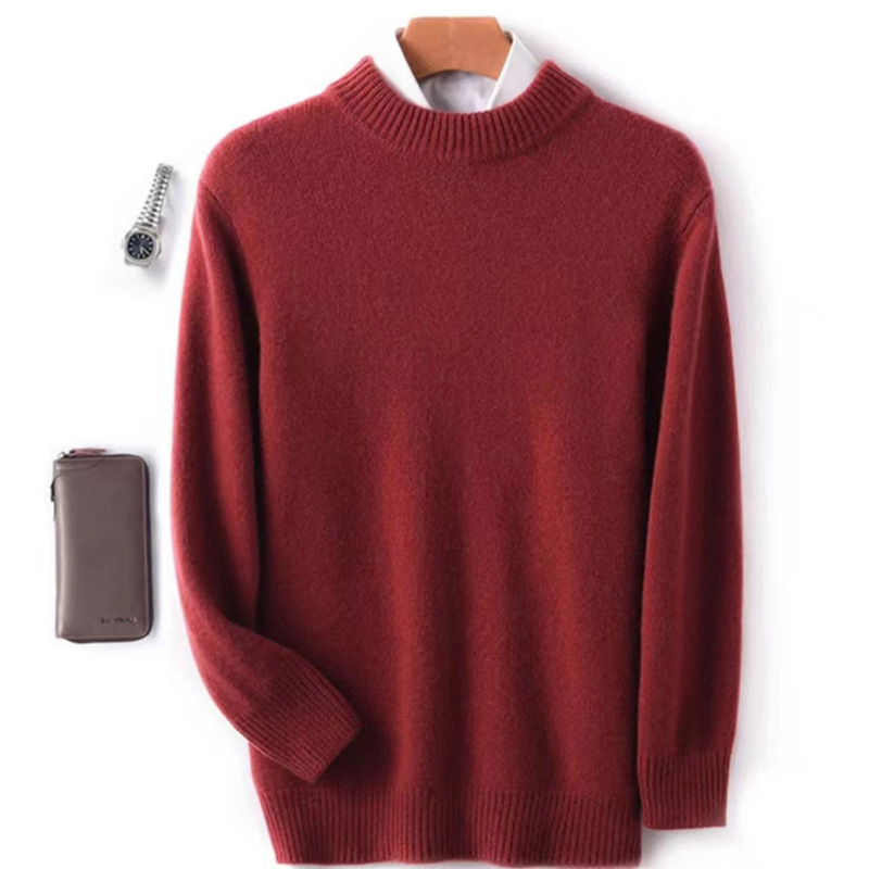 百搭厚款半高领常规款圆领百分百羊毛套衫时尚男款保暖加厚