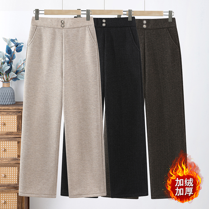 百搭中老年女装秋冬秋冬中老年女直筒裤休闲裤加绒