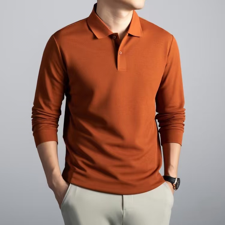 113-158秋冬新款高端轻奢款翻领POLO百搭打底衫休闲长袖上衣