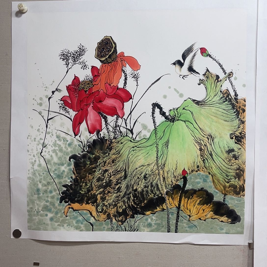 姜奇老师工笔花鸟68×68