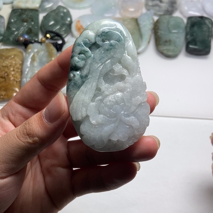 翡翠未镶嵌颈饰花开富贵26