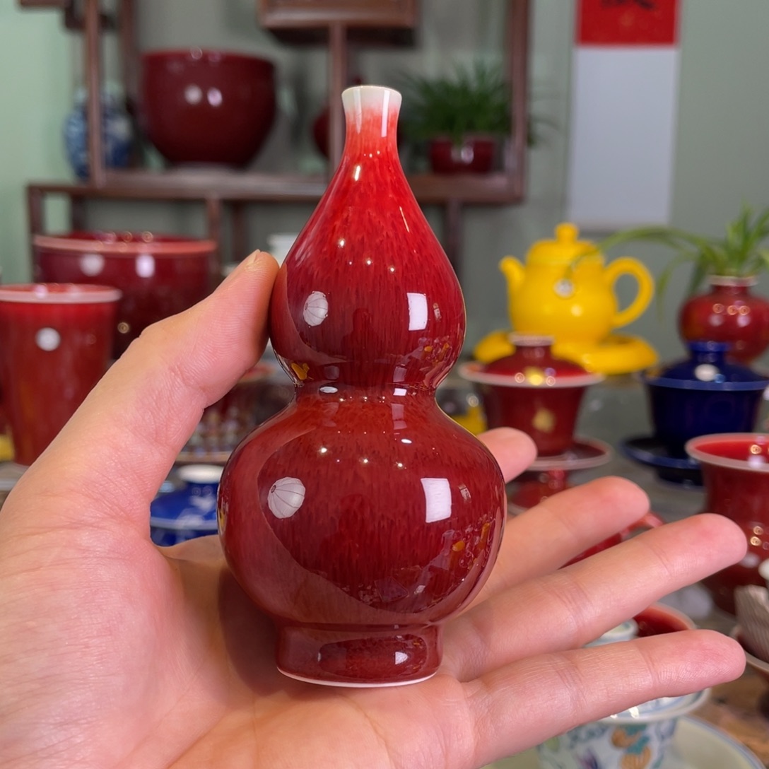 清欢雅玩原矿郎红福利小葫芦瓶