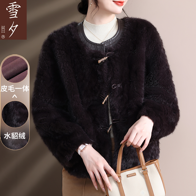 妈妈冬装高档仿水貂绒短款毛毛外套中老年女装保暖