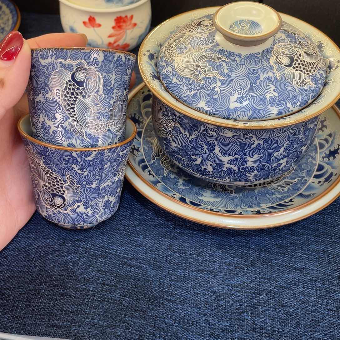 陶景德陶瓷盖碗茶具