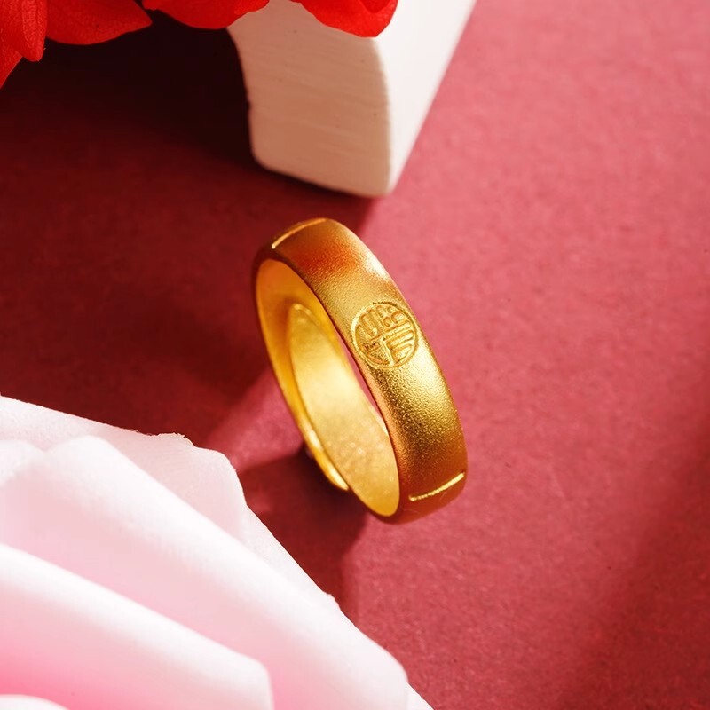 铜合金结婚对戒古法戒指男女款素圈磨砂情侣轻奢一对婚戒指环