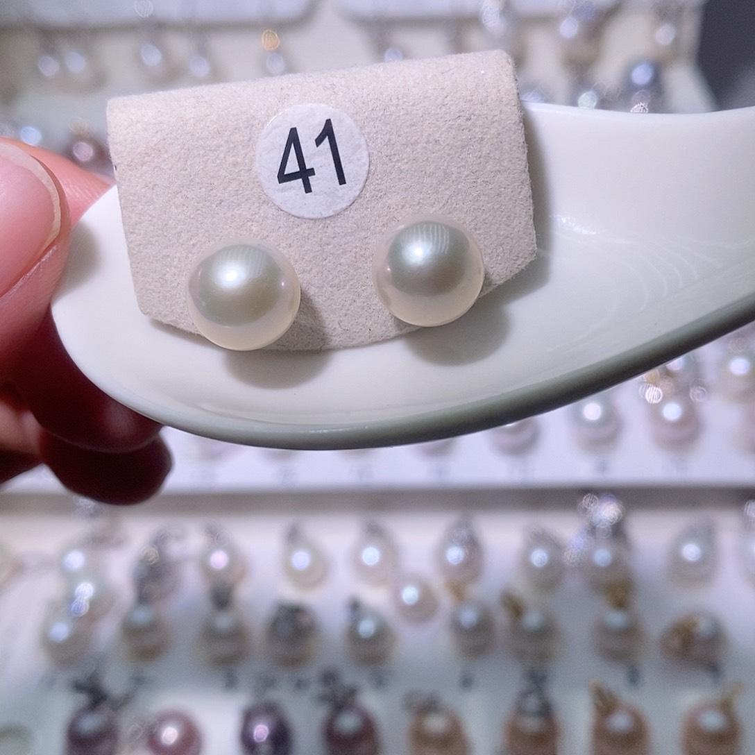 淡水珍珠耳饰银S925镶嵌尺寸9/10毫米
