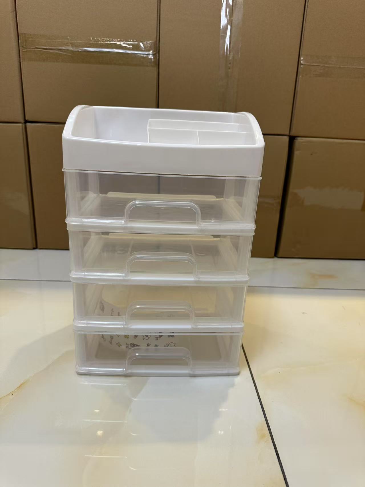 桌面收纳杂物收纳透明学生宿舍抽屉式防尘家用化妆品桌面收纳盒