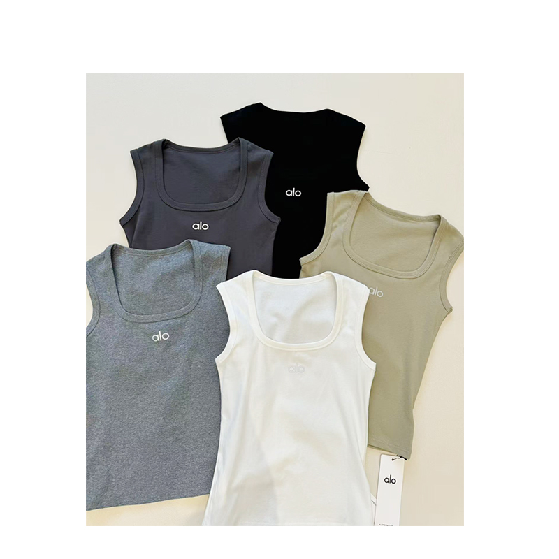 韩系通勤基础百搭宽肩带背心女字母装饰无袖遮副乳内搭外穿上衣