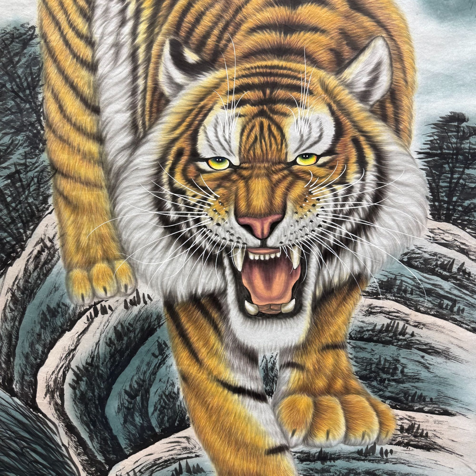 精品 宣纸 工笔 下山虎 手绘国画