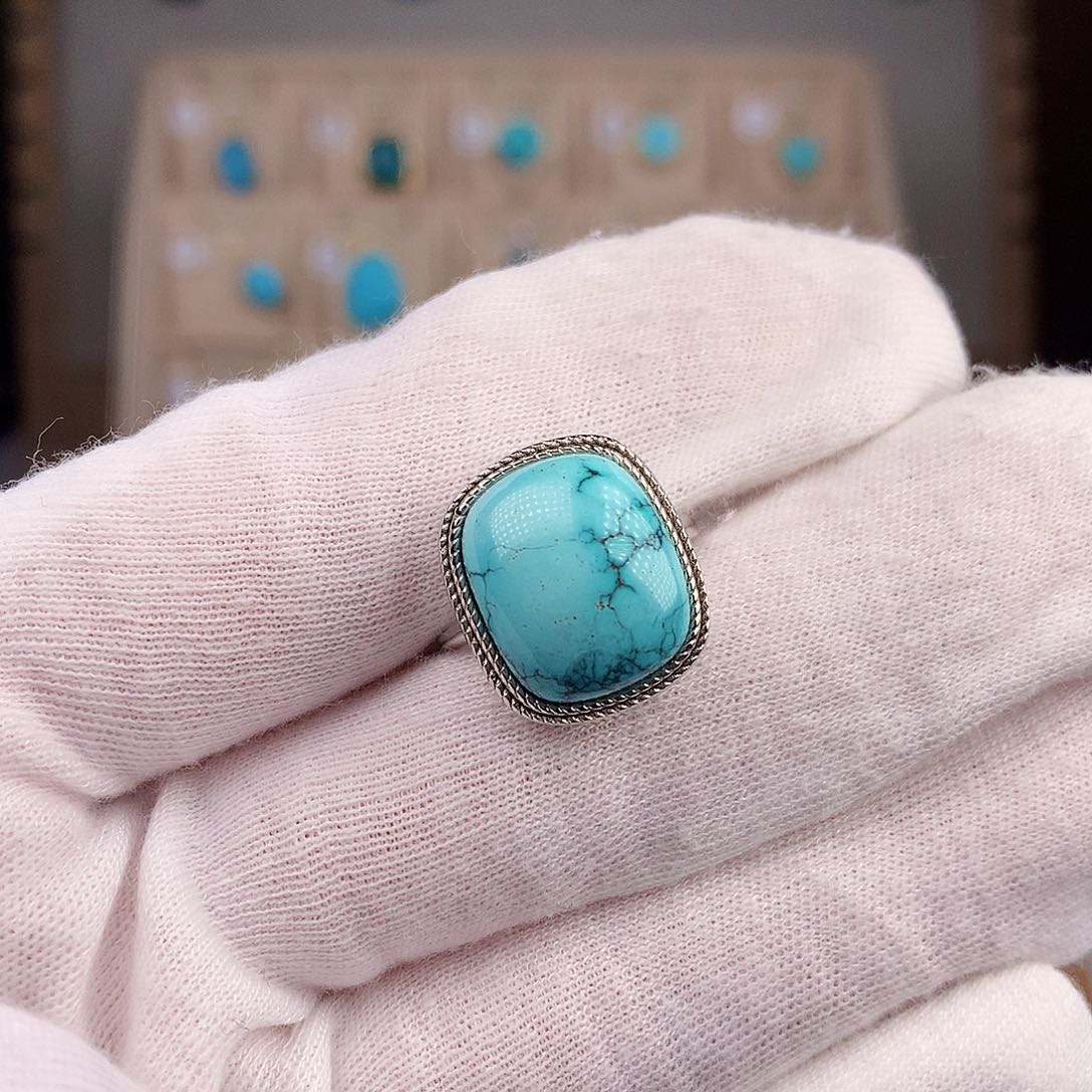 绿松石珠宝奇石银S925镶嵌