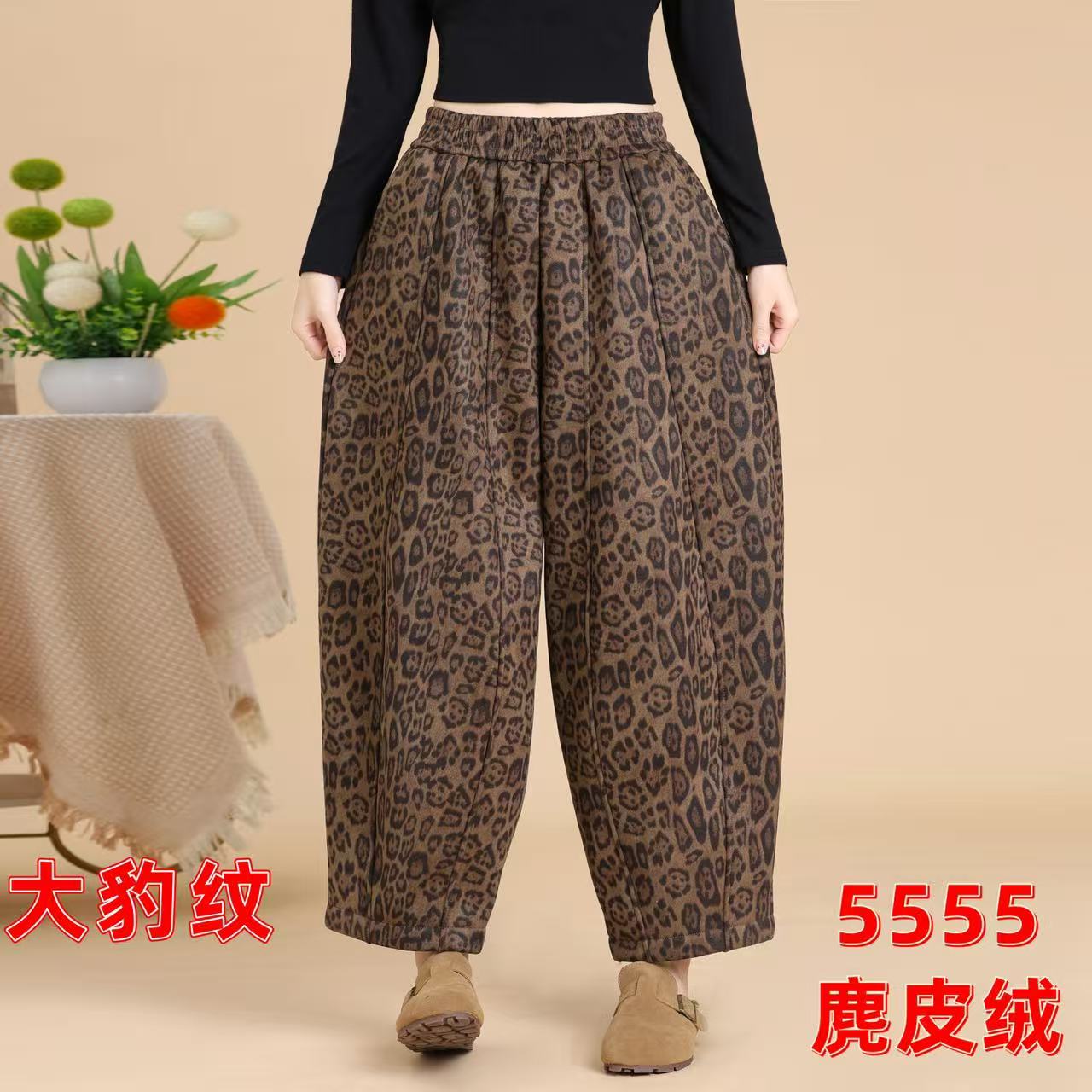 4-10款油画风豹纹休闲风裤