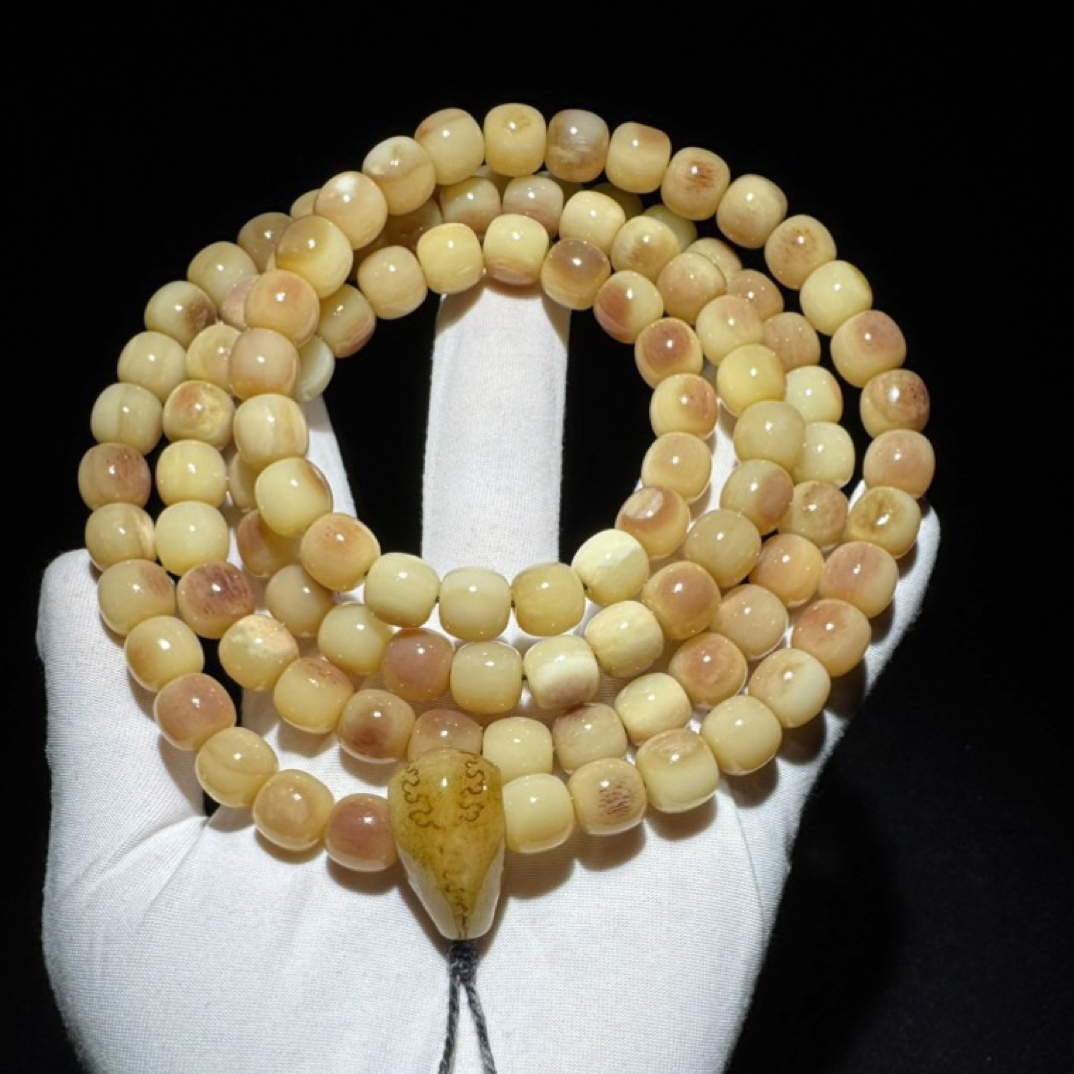 精美人工养殖驼骨开片血料桶珠链子男女同款骨雕制品