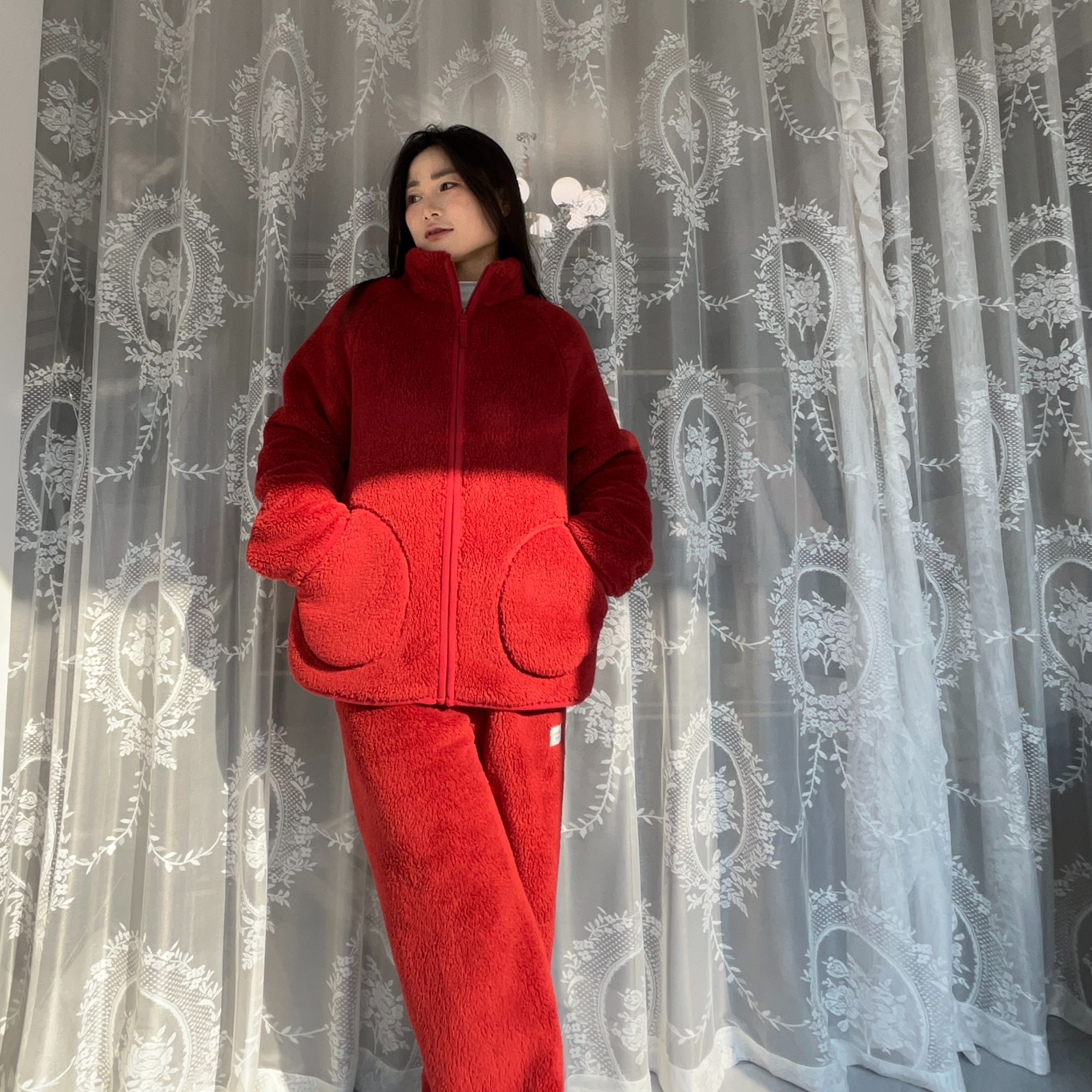 加厚加绒保暖中国红过年氛围感暖暖绒家居服套装