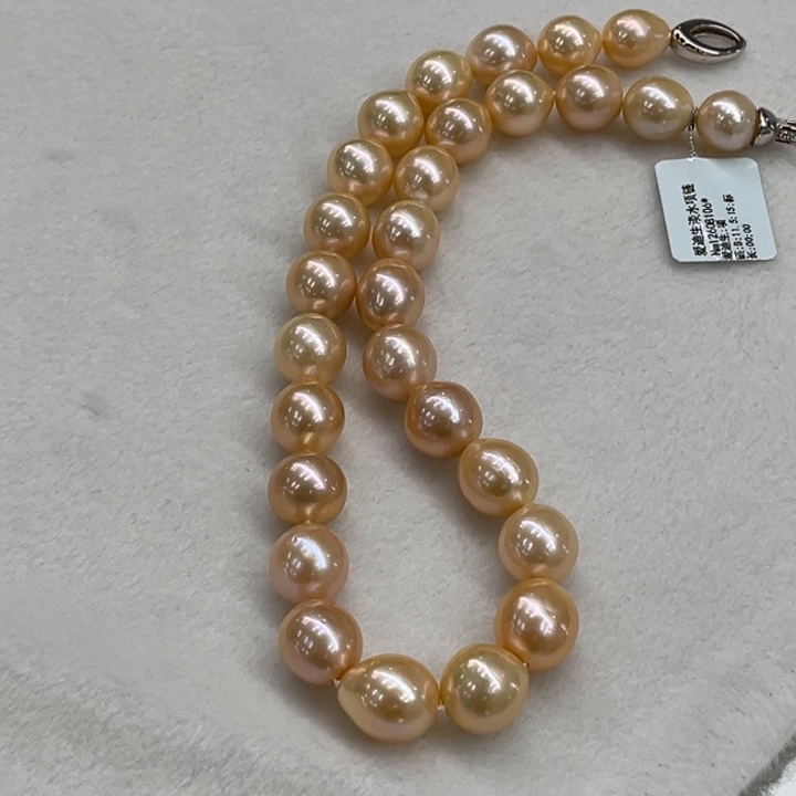 项链银S925镶嵌淡水珍珠11-15mm