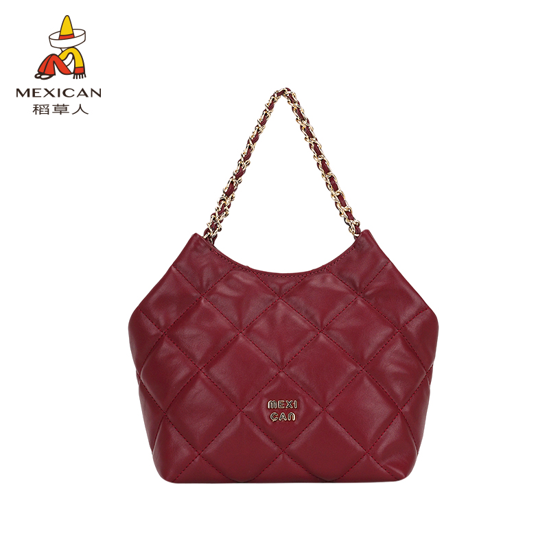 稻草人25秋季爆款菱格单肩中号经典千金风菱格链条包斜挎包