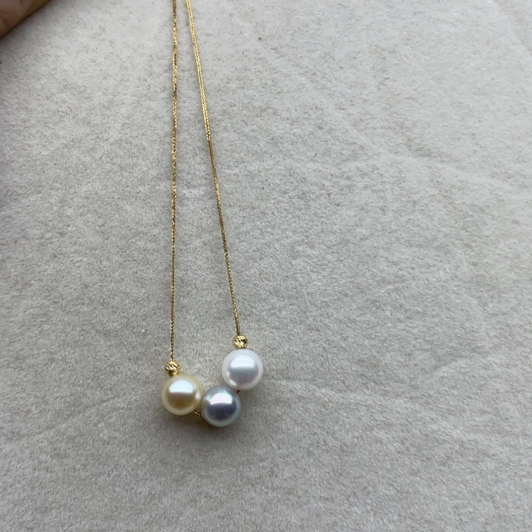 18K金镶嵌套链海水珍珠S34