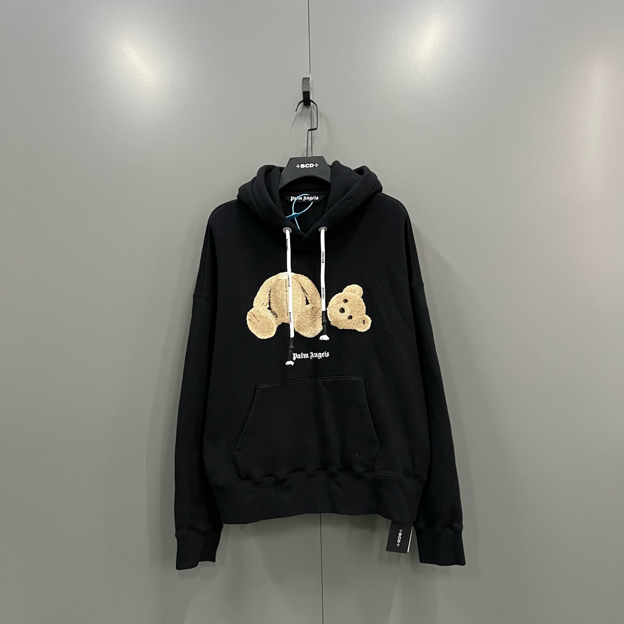 95新 Palm Angels （jp）225 黑色断头熊印花帽衫 M码/