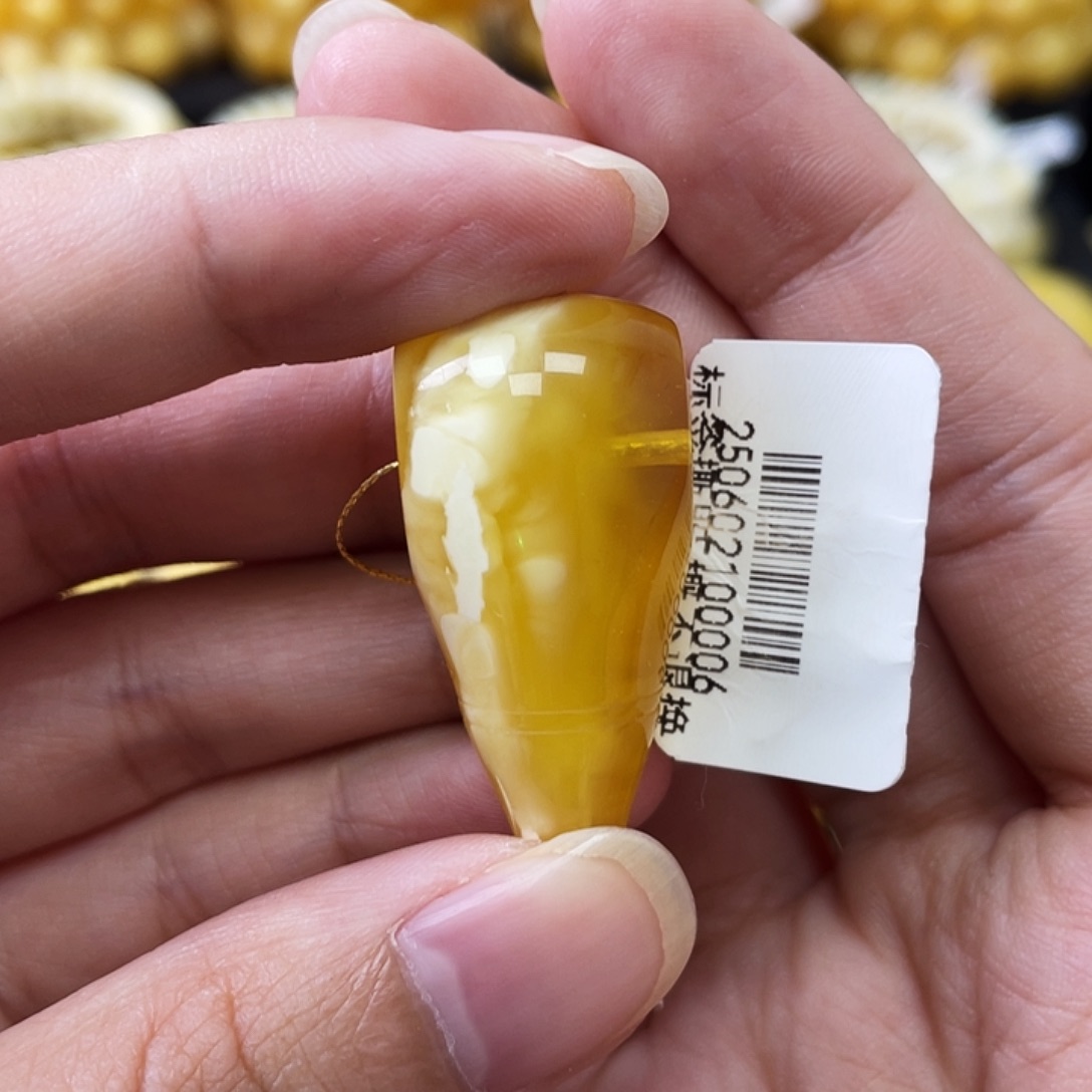 蜜蜡未镶嵌珠宝奇石n***爸16mm三通微瑕