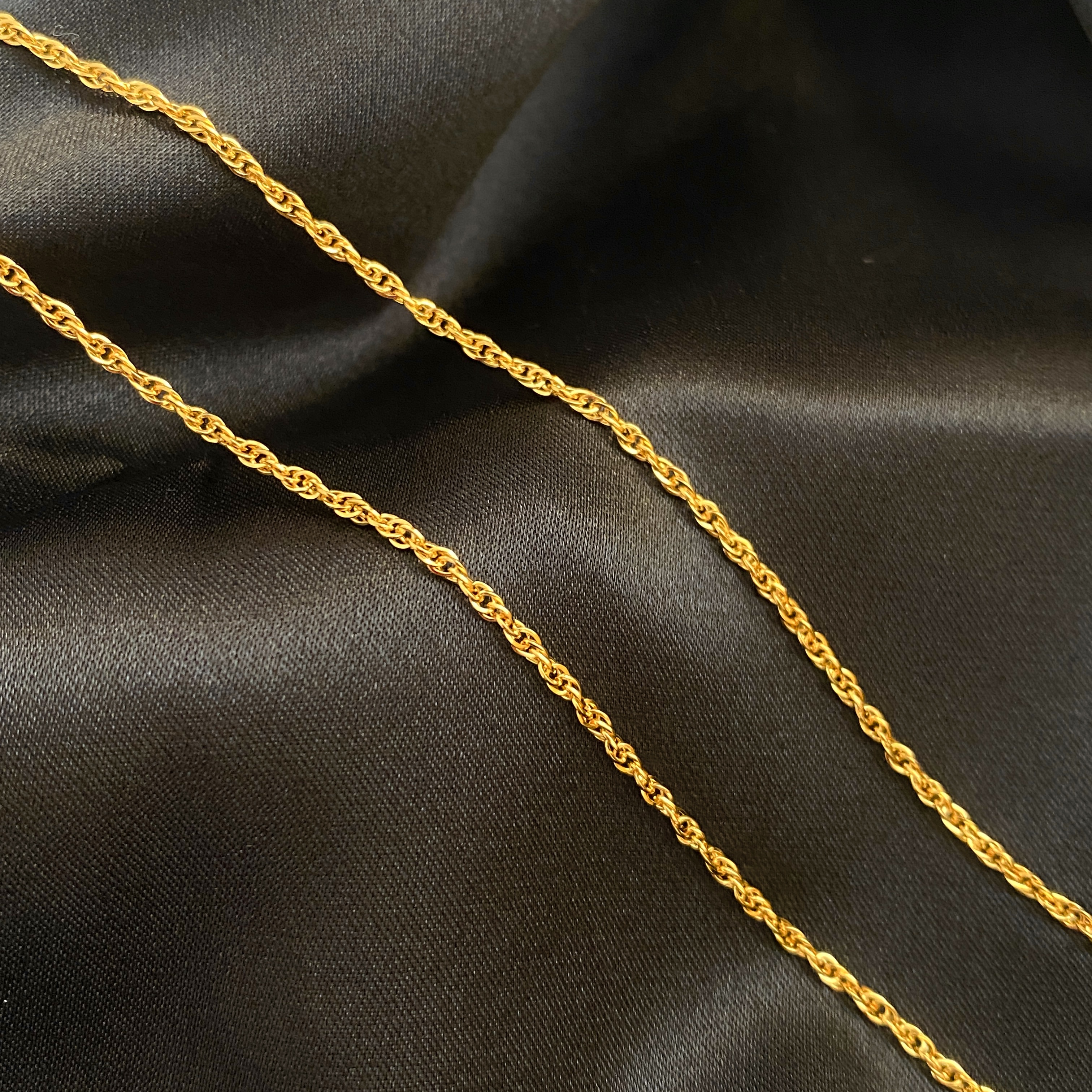 链子足银 999四方水波链2.0mm金色M扣时尚麻花链百搭足银项链女