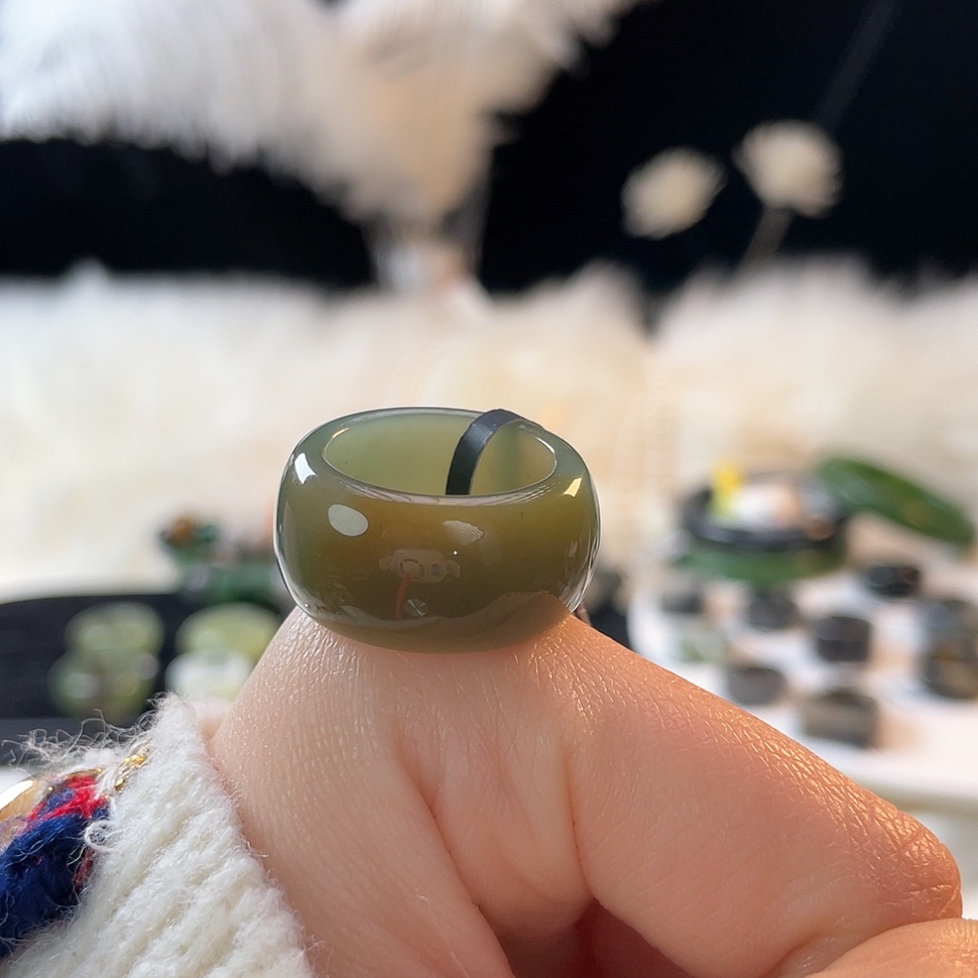 和田玉未镶嵌戒指k86 蓝糖墩墩17.3mm