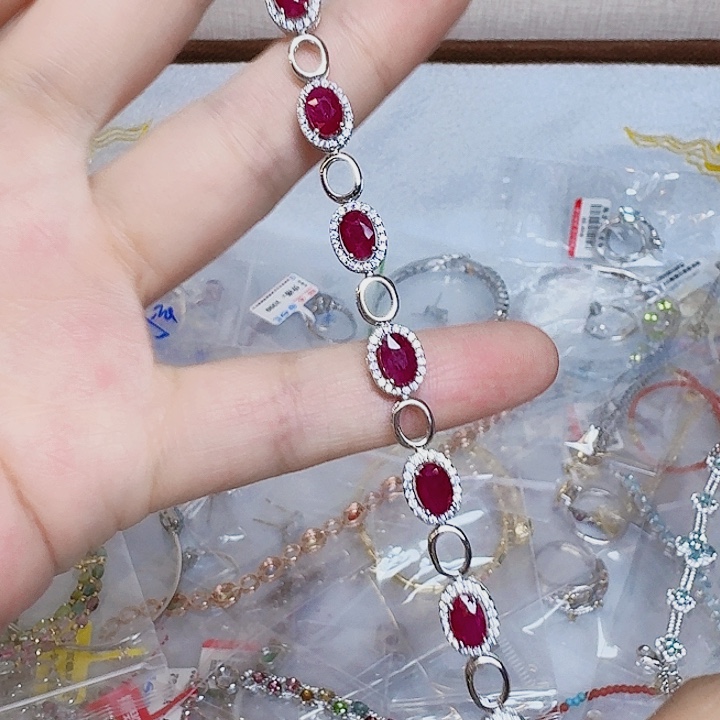 吊坠925银合成碳硅石手链在