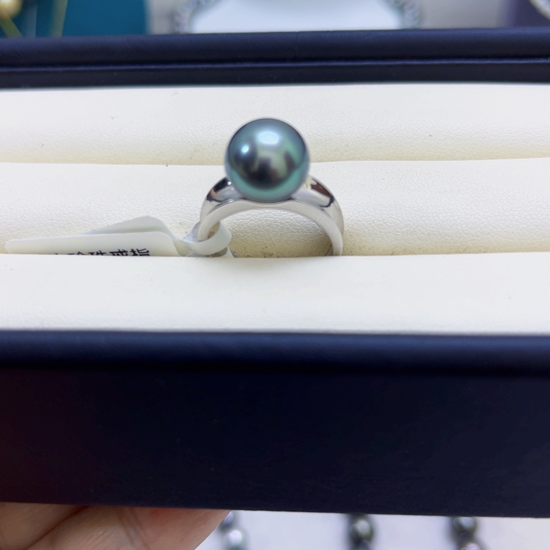 海水珍珠戒圈银S925镶嵌K****莉