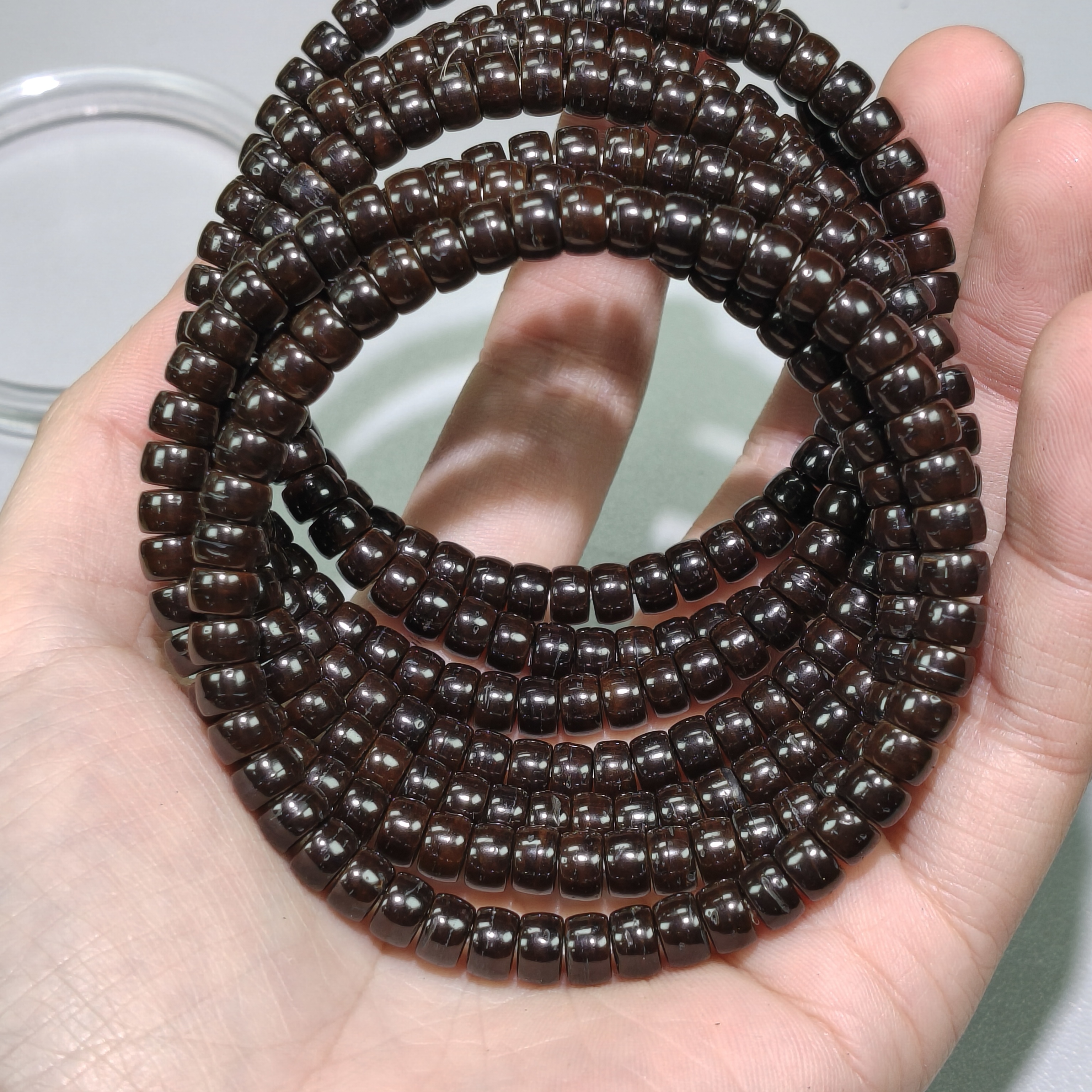 W155 原生态椰蒂卡6×4片珠单圈手串