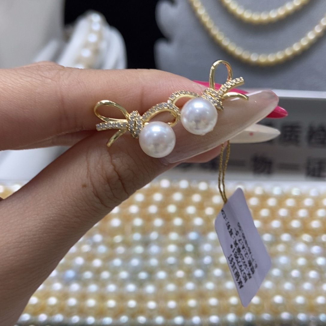 海水珍珠耳饰银S925镶嵌