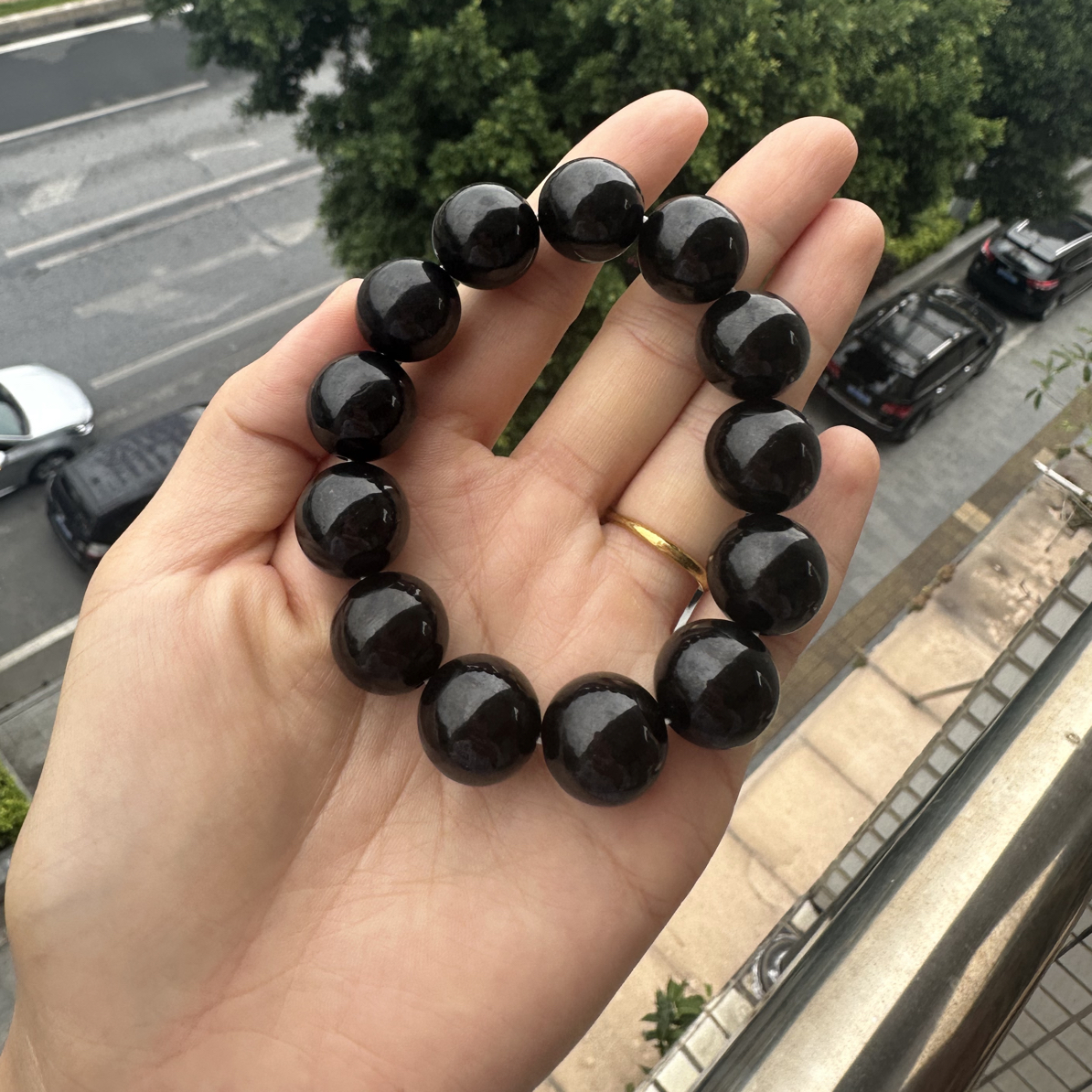 翡翠手串卡 16 左右黑油亮