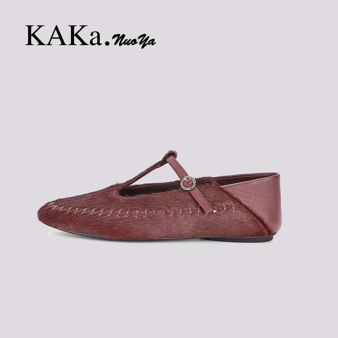 KAKA NUOYA  2481   时尚复古圆头丁字带玛丽珍单鞋