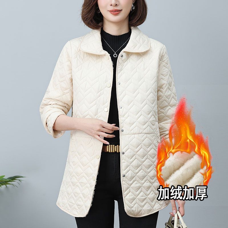 大码加绒棉服女2025新款宽松遮肉显瘦秋冬中年妈妈棉衣棉袄外套女