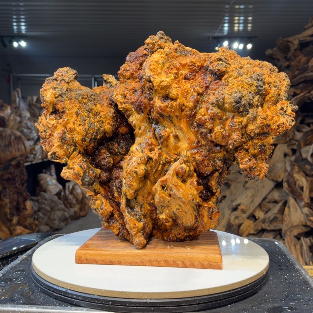 人***途木王一刀琥珀木摆件69