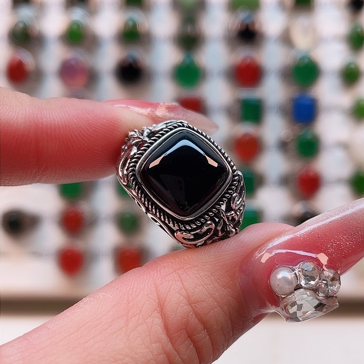 玛瑙/玉髓戒指银S925镶嵌