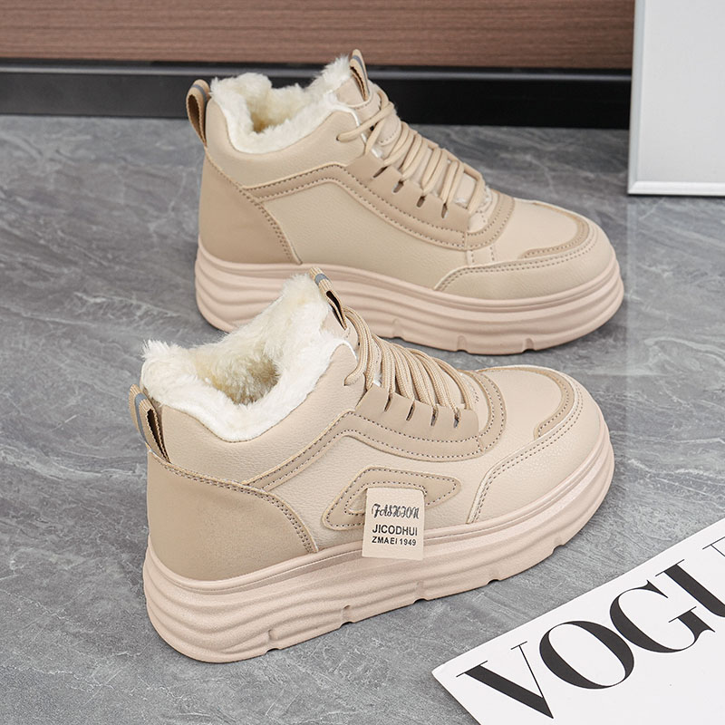 如雪地靴女2025新款冬季加绒马丁靴女鞋短靴内增高厚底W3630-1
