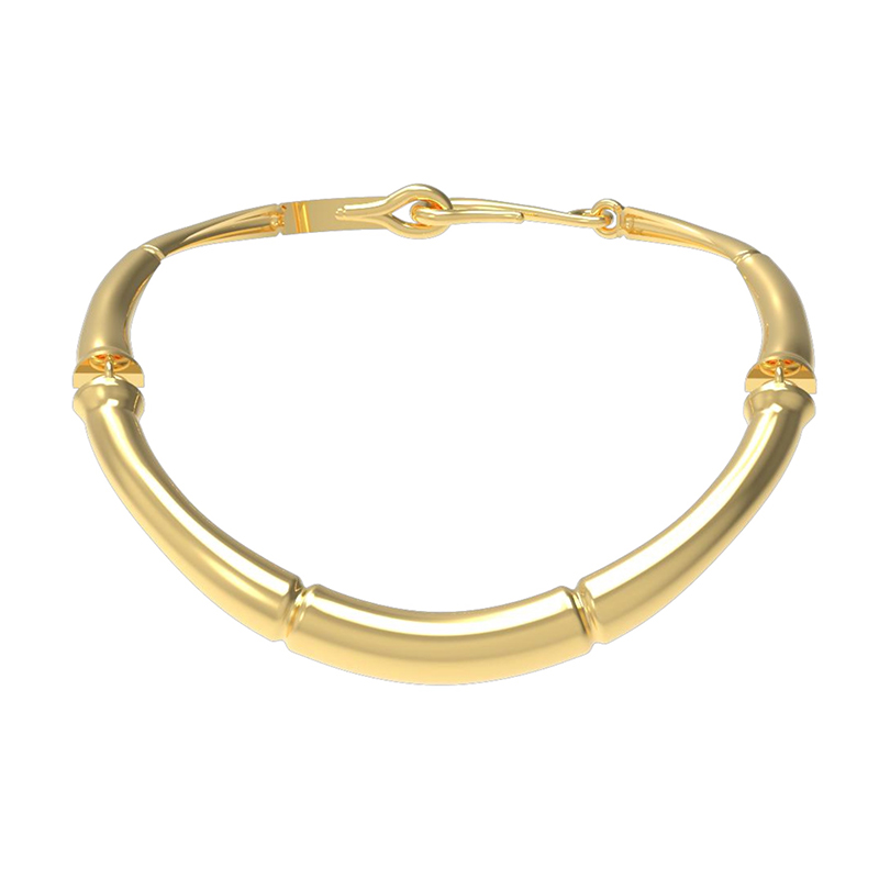 ANNXU 铜合金项链 竹系列竹节项圈银色素款气质简约时尚小众设计