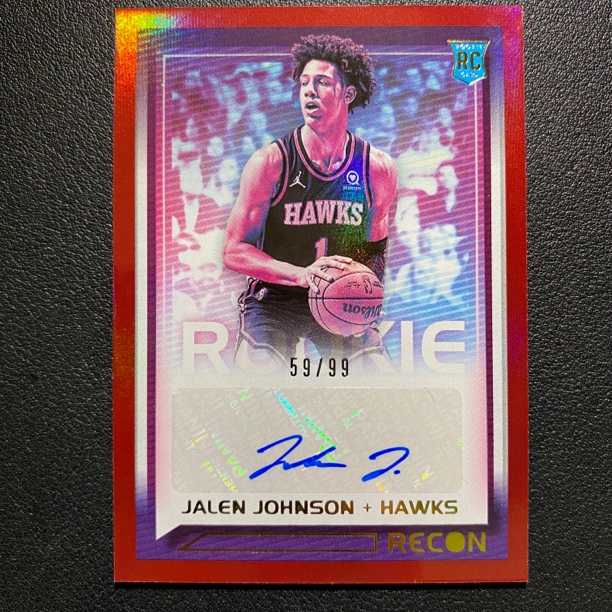 帕尼尼球星卡老鹰 杰伦 约翰逊 新秀RC /99编 红折 折射 签字 