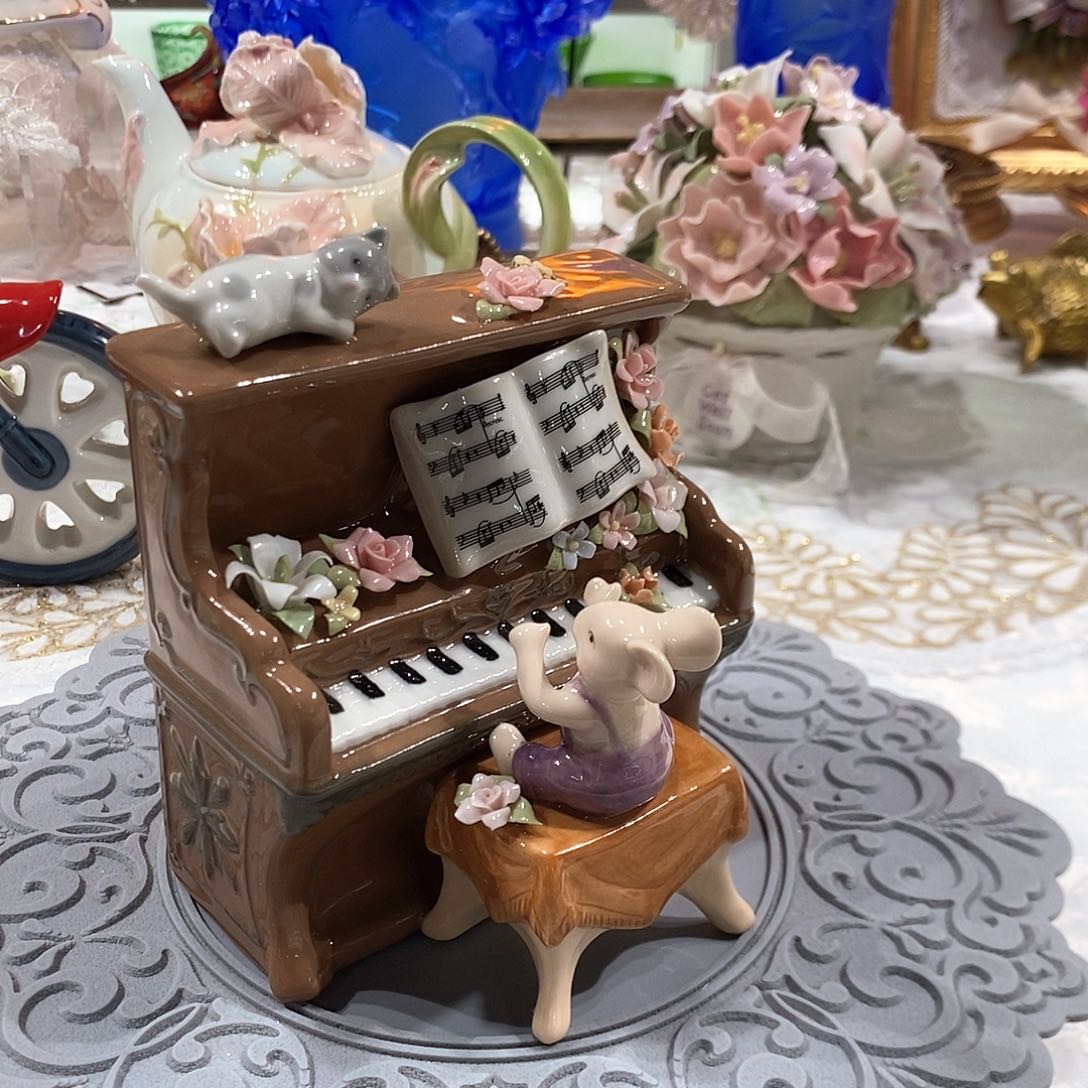摆件0151骨瓷猫和老鼠钢琴摆件