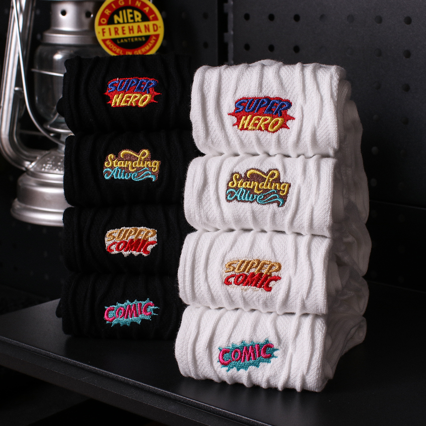 SWAGSOCKS四双装美式潮流复古长袜子男女工装街头风堆叠感无骨袜