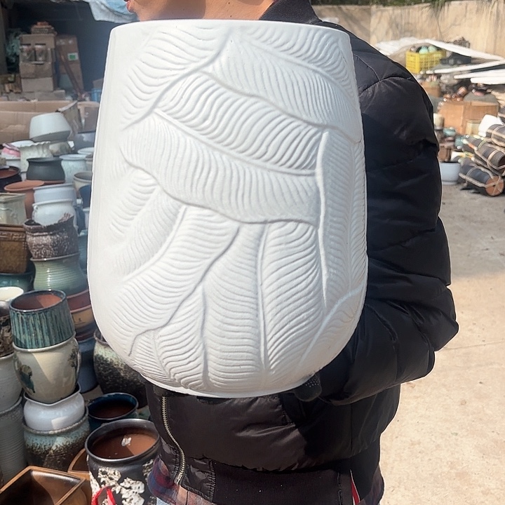 红陶白芭蕉叶口径20高度30