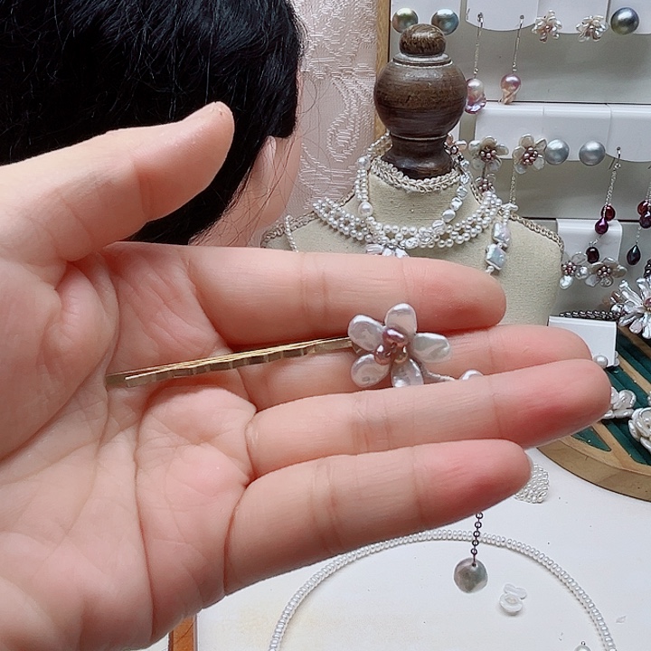 影***影一对鸭嘴夹珍珠一字夹