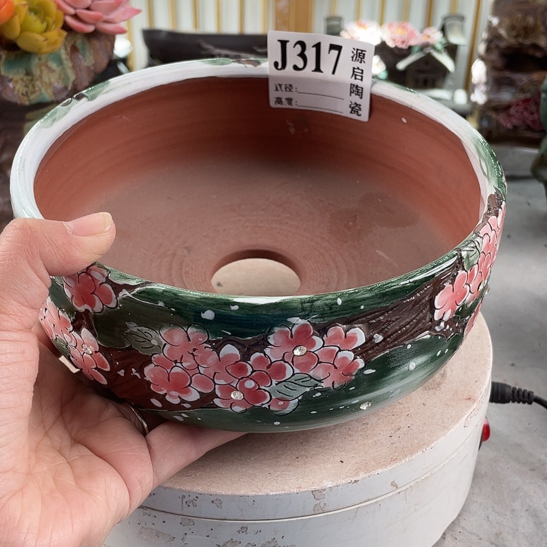 紫砂花盆景德镇陶瓷花盆317