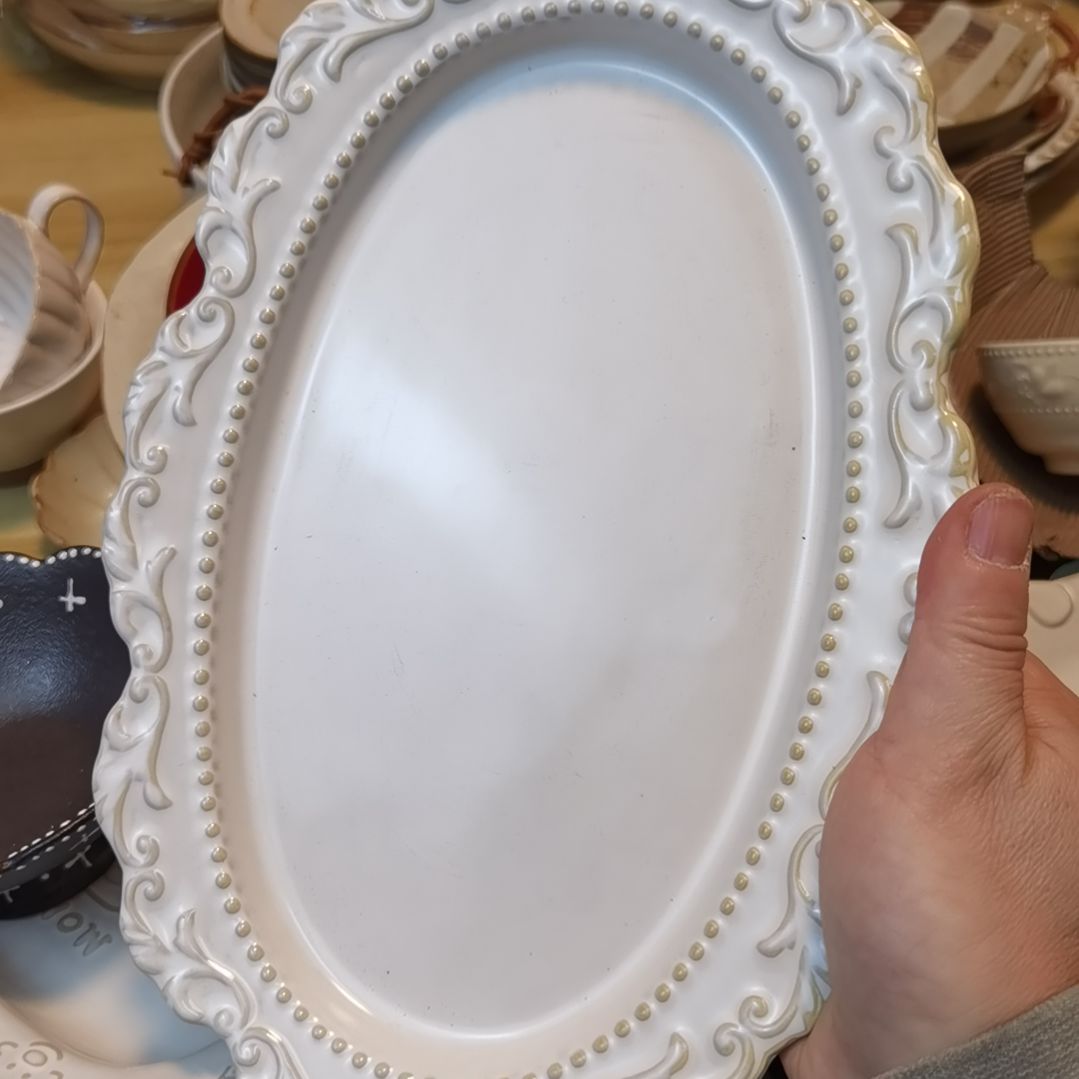 瓷片微瑕洛可可鱼盘两个一组