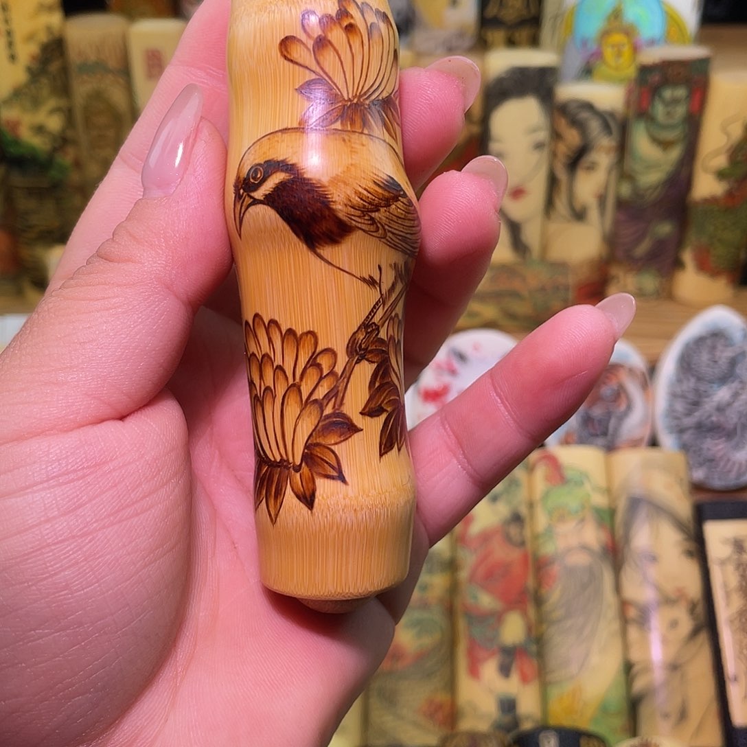 实心竹手工作品花鸟