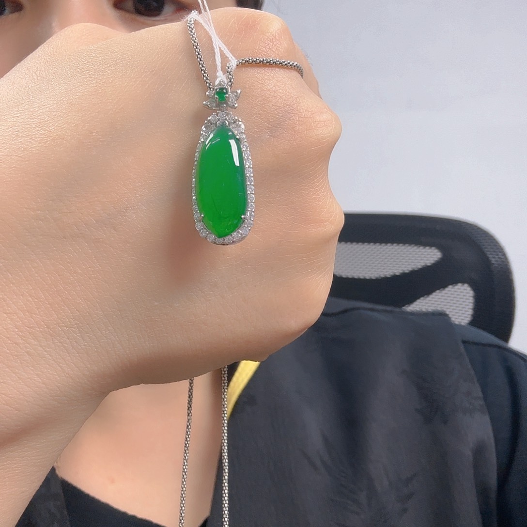 翡翠银S925镶嵌吊坠(不含链)