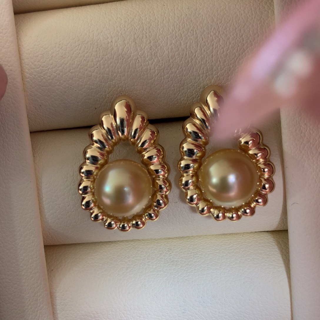 银S925镶嵌海水珍珠耳饰