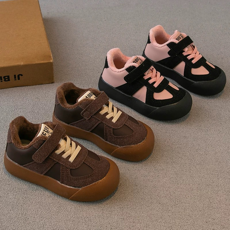 儿童加绒德训鞋冬季2025二棉女童保暖棉鞋舒适软底男童运动鞋051