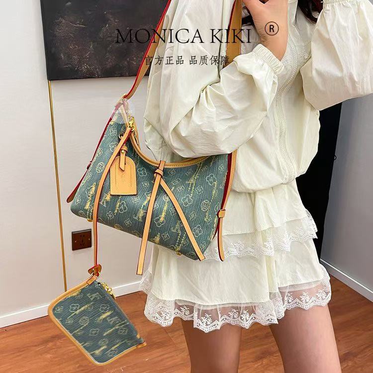 牛仔托特老花凯瑞奥单肩斜挎大包