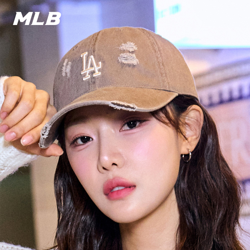 MLB专柜正品棒球帽秋季新款破洞做旧百搭男女情侣运动休闲鸭舌帽