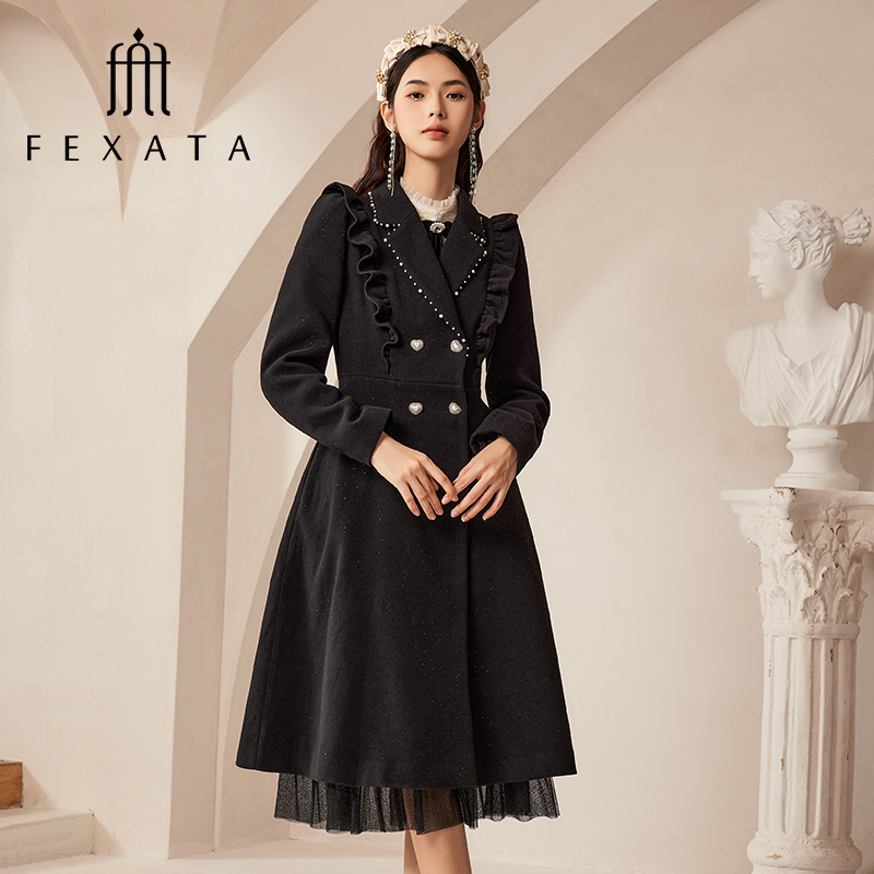 【芊芊专属】FEXATA斐格思名媛风气质双排扣毛呢外套